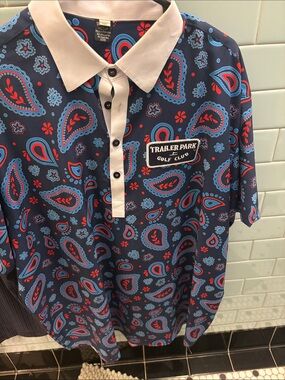 Men's Navy Paisley Polo Shirt